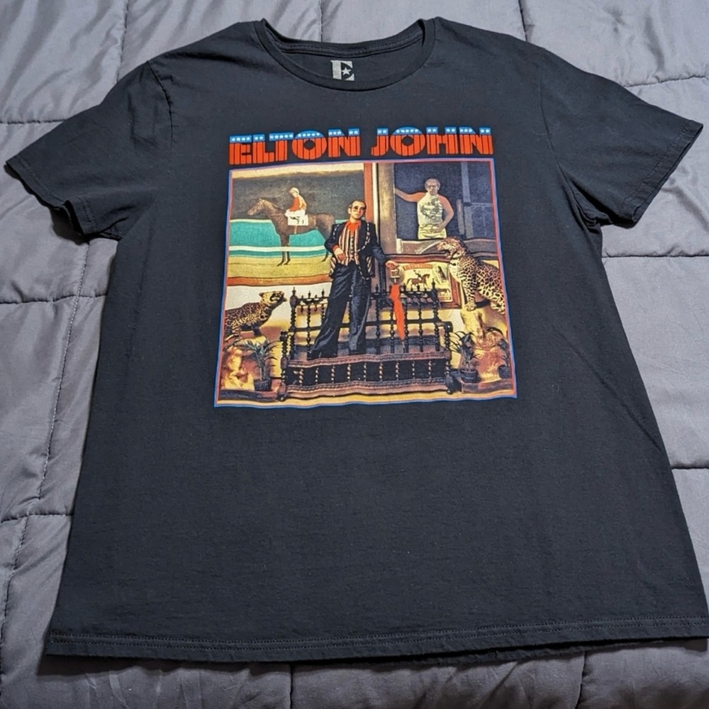 Elton John Graphic Black T-Shirt